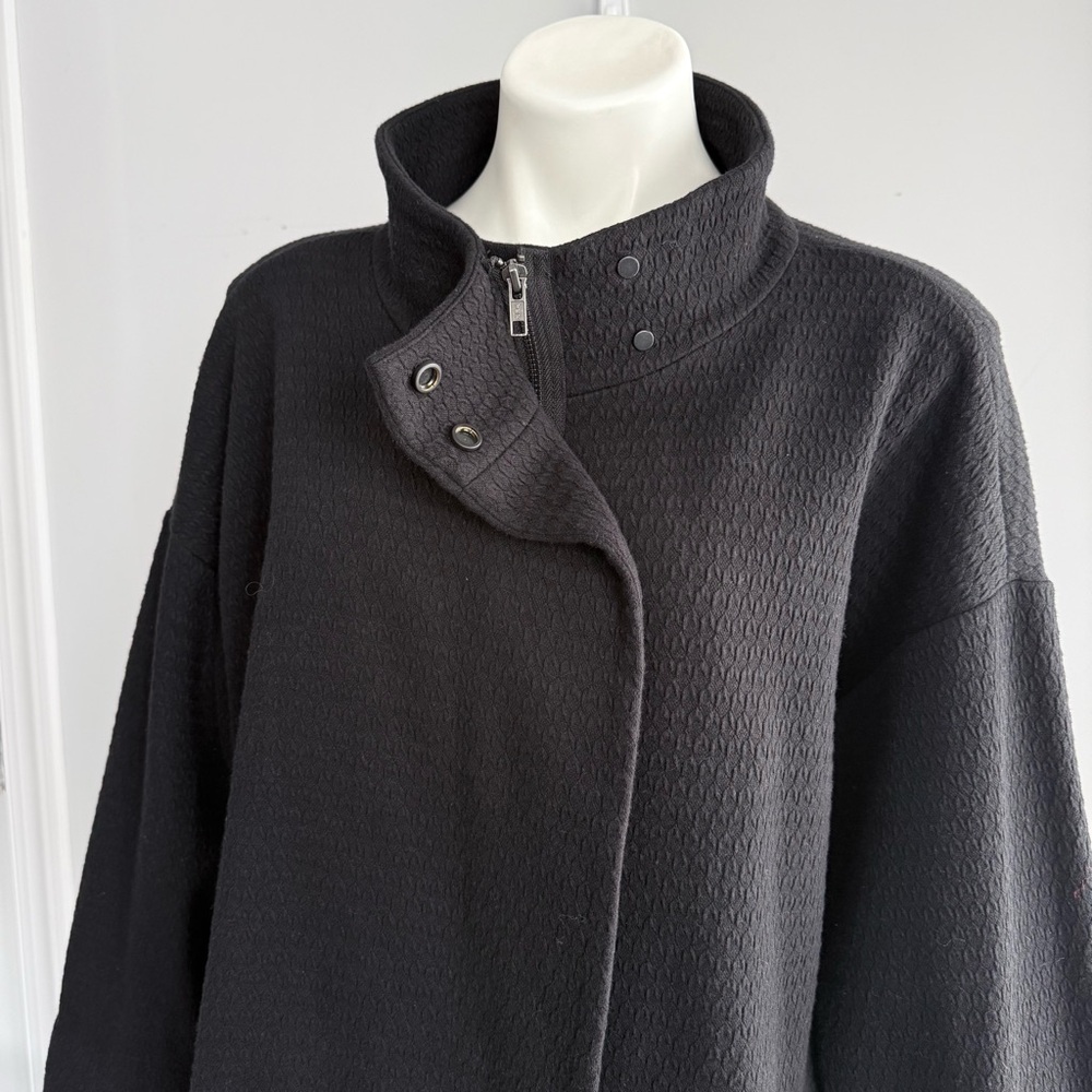 Eileen Fisher Organic Cotton Textured Funnel Neck Long Jacket Oversized Coat M - Picture 6 of 16